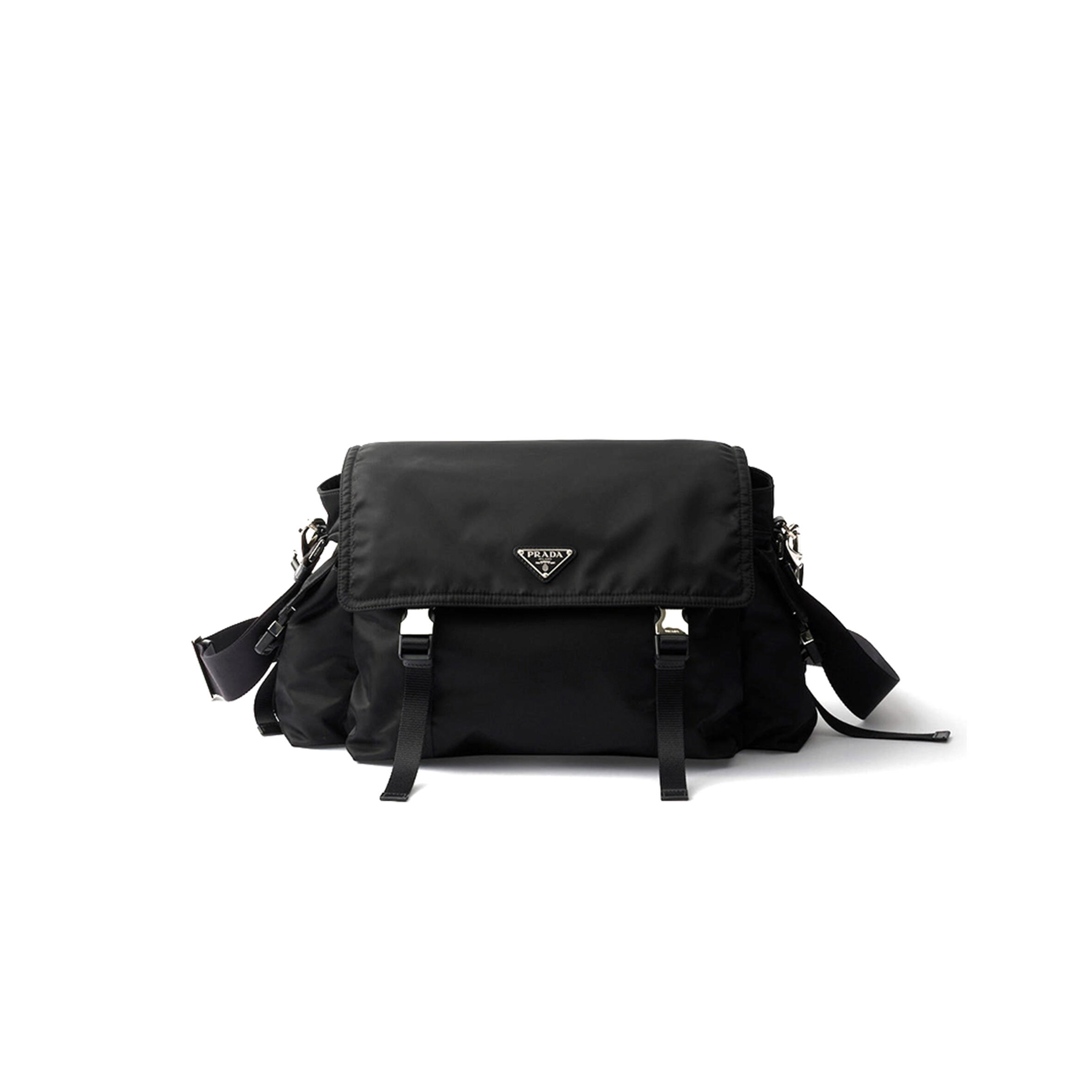 Pra*a explore re-nylon and leather bag 2vd082 (42*22*20cm)